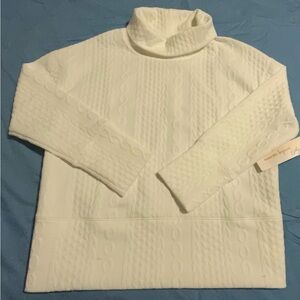White Cable Knit Top Simi Cow Neck